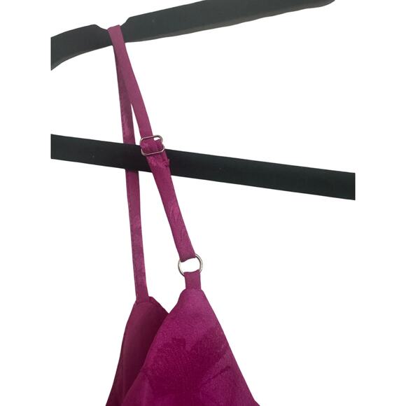 Chic Intricacy Magenta Satin Jacquard Slip Mini Dress small nwt summer party $70 - Picture 5 of 6